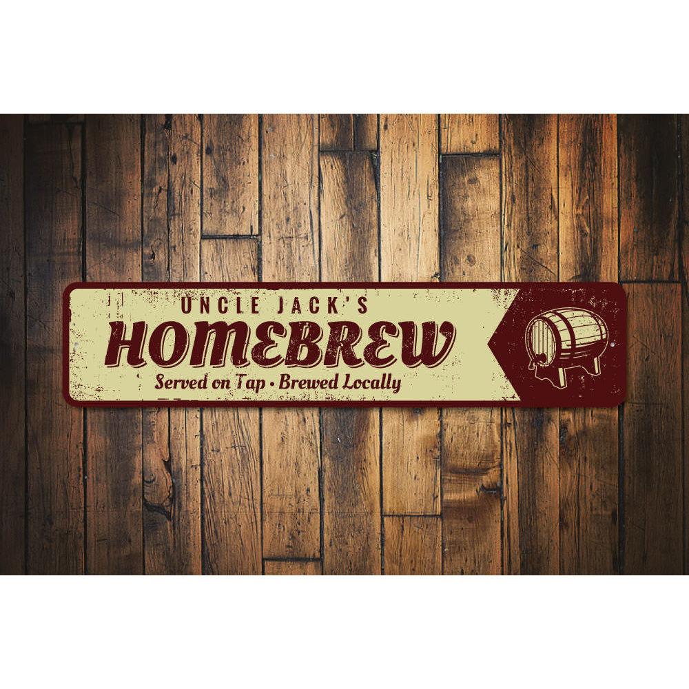 Customizable Homebrew Sign made of high-quality aluminum, featuring pre-drilled holes for easy mounting, perfect for home decor or gifting.