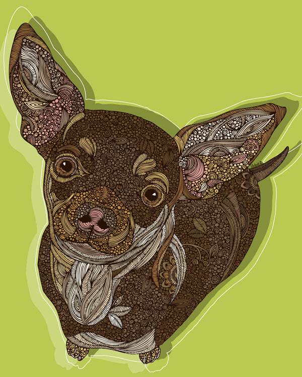 Honcho the Chihuahua Art Print on photographic paper, showcasing a charming Chihuahua illustration.