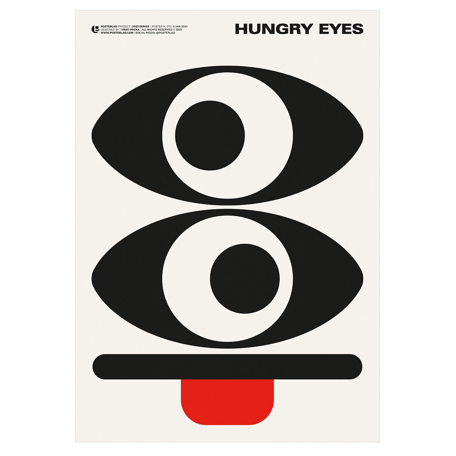 Hungry Eyes poster featuring vibrant colors on thick matte paper, perfect for home or office decor.