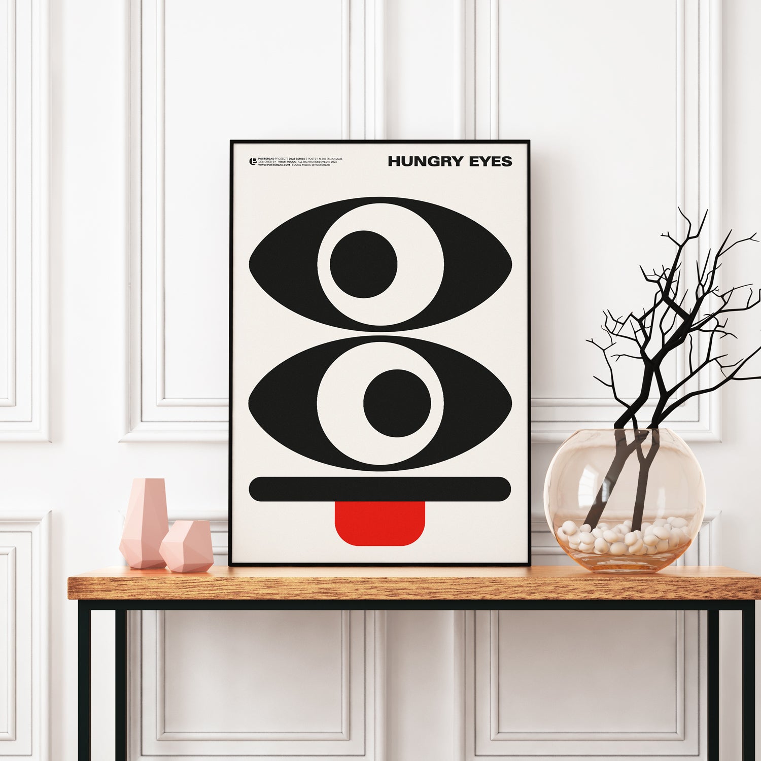 Hungry Eyes poster featuring vibrant colors on thick matte paper, perfect for home or office decor.