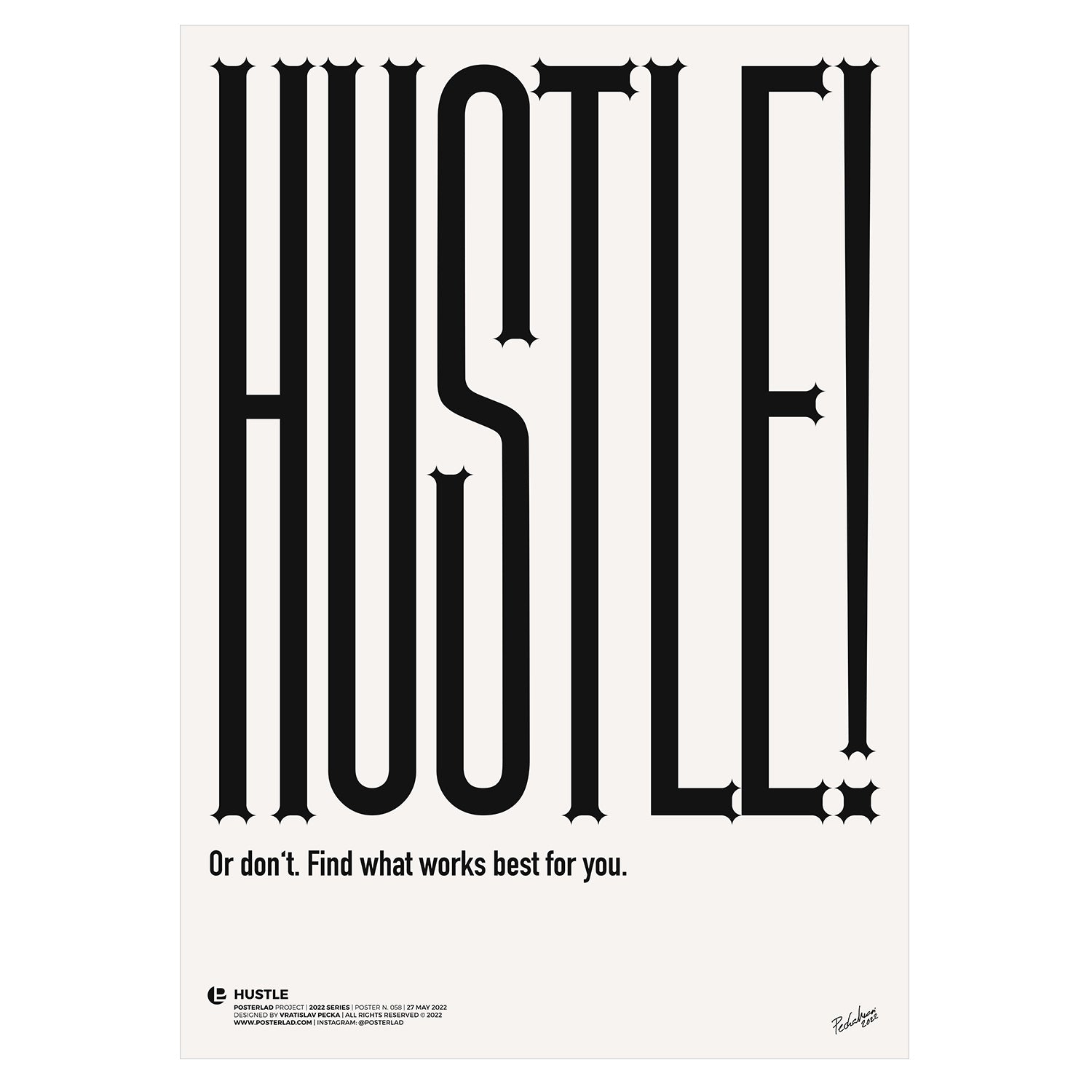 Hustle poster featuring vibrant colors and motivational design on thick matte paper, perfect for home or office decor.