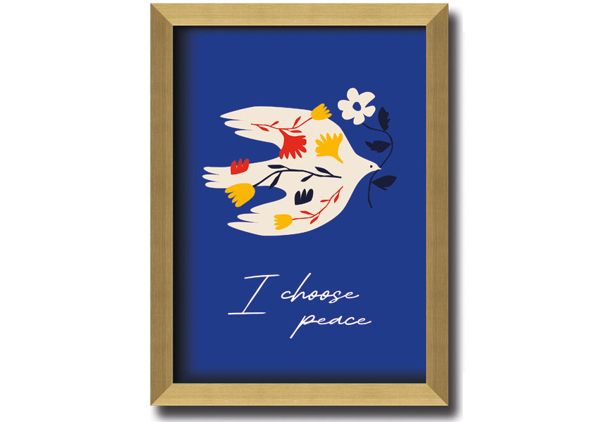 I Choose Peace framed print showcasing a serene design, available in various frame colors, ready to hang.