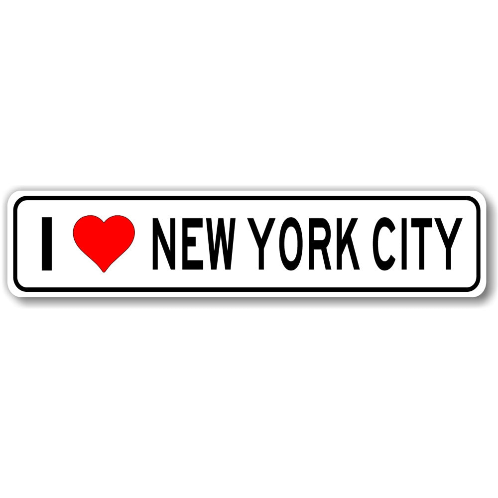 I Heart City Sign made of high-quality aluminum, featuring customizable text options, perfect for home decor.