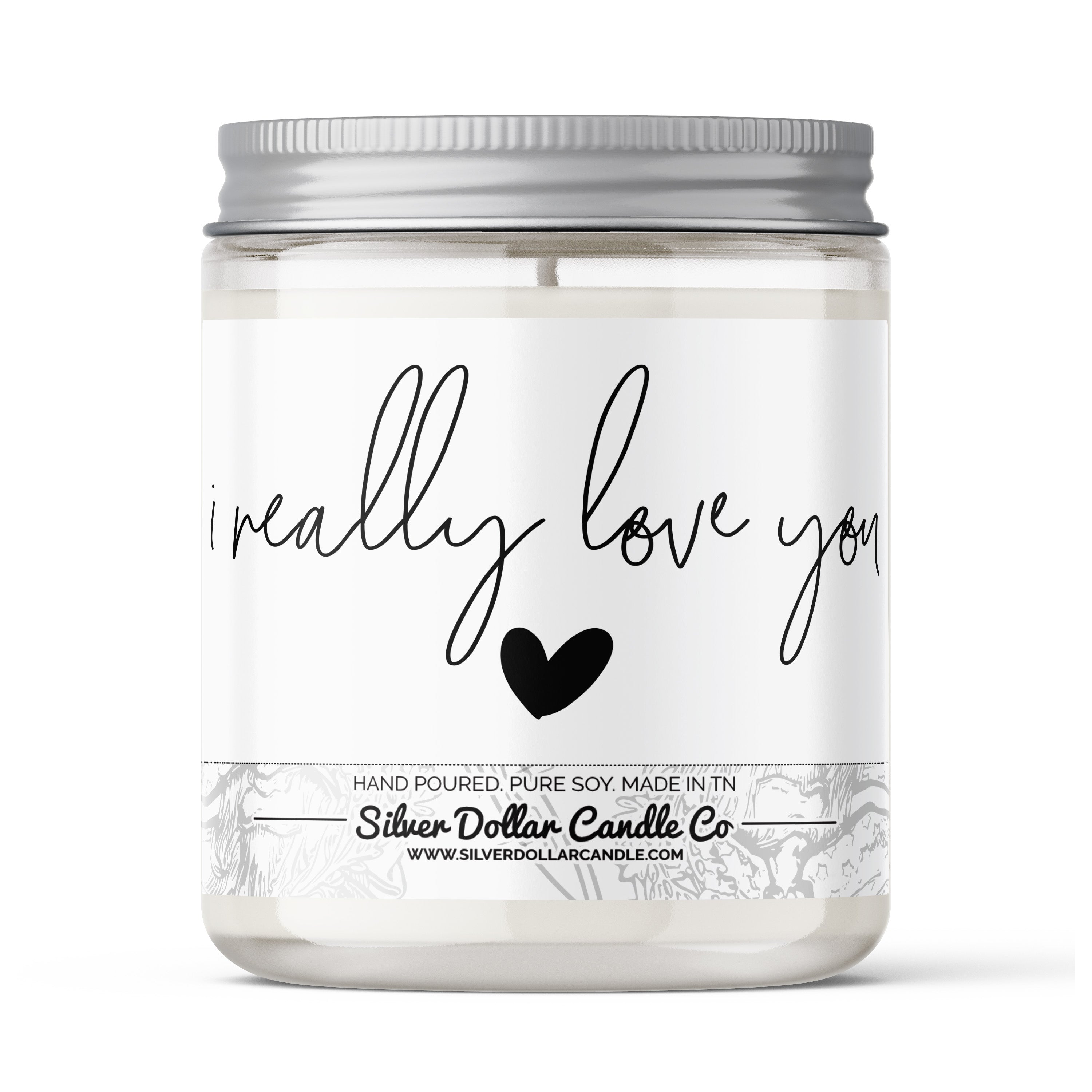 A beautifully designed 'I Really Love You' candle in an elegant box, showcasing its personalization option and scent variety.