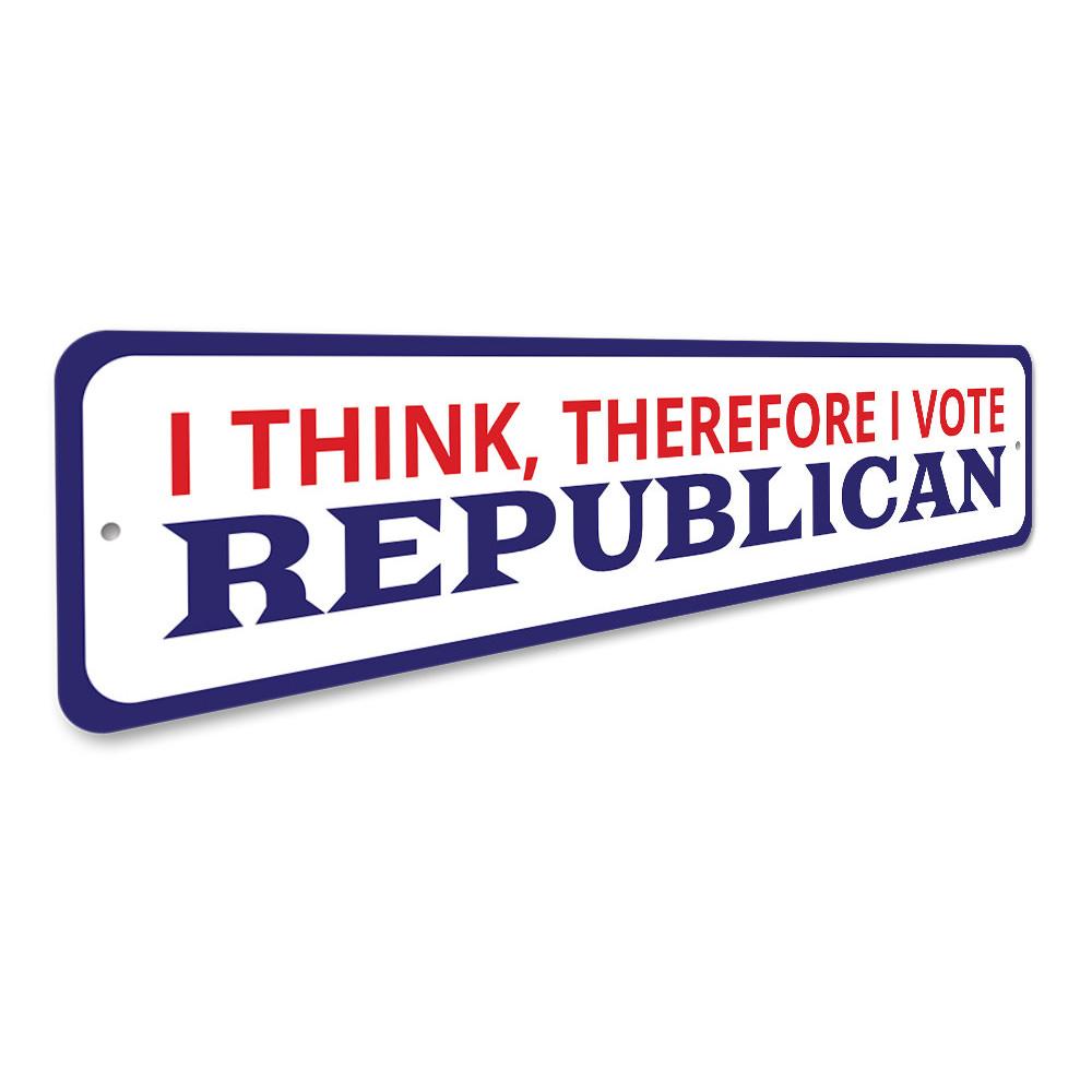 I Vote Republican sign made of high-quality aluminum, featuring customizable text and pre-drilled holes for easy mounting, showcasing patriotic support.