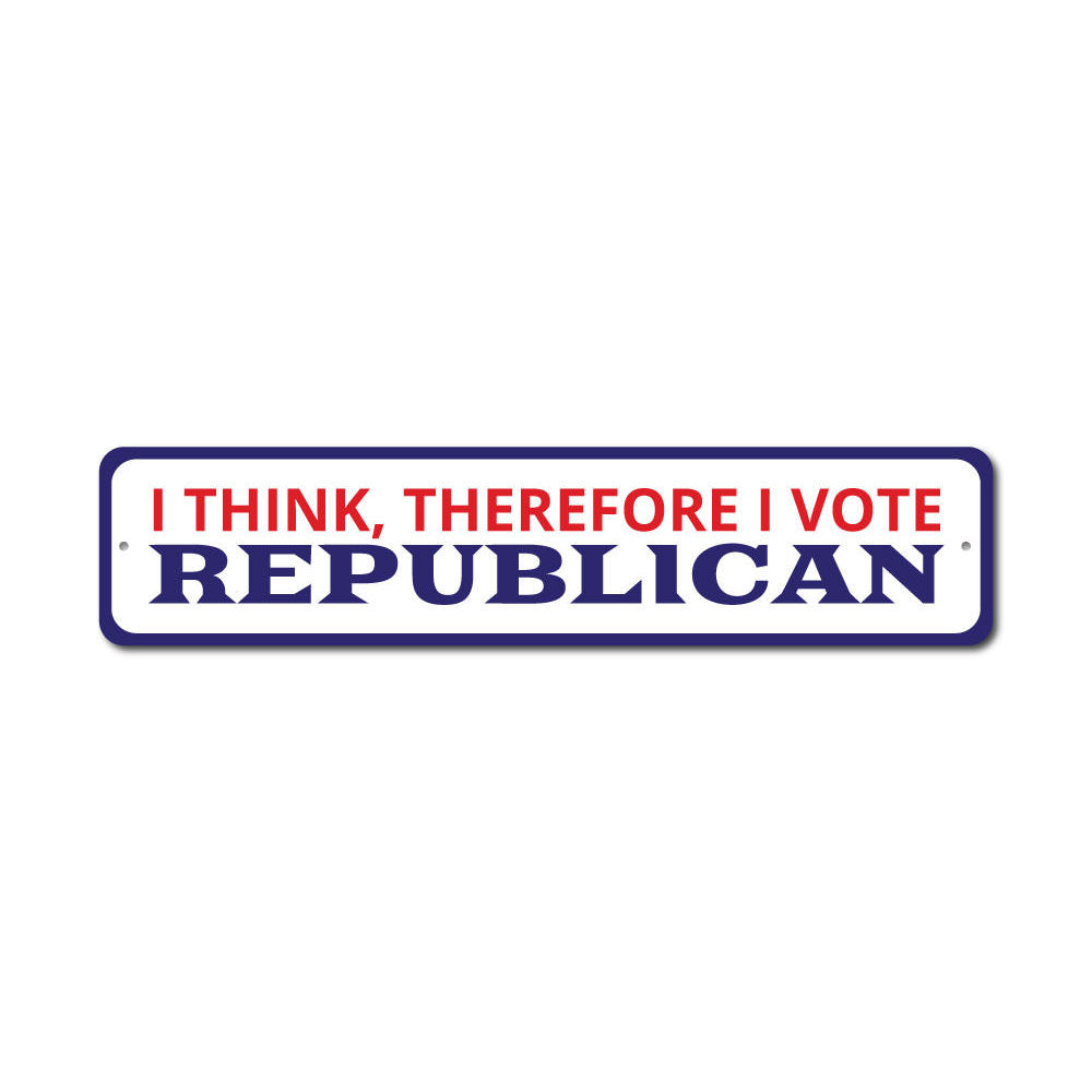 I Vote Republican sign made of high-quality aluminum, featuring customizable text and pre-drilled holes for easy mounting, showcasing patriotic support.