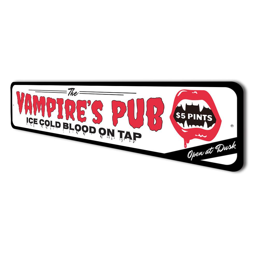 Ice Cold Blood Vampire Pub Sign made of quality aluminum, featuring a gothic design perfect for home decor.