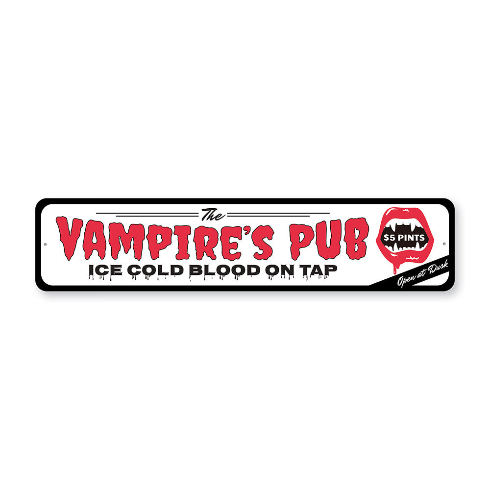 Ice Cold Blood Vampire Pub Sign made of quality aluminum, featuring a gothic design perfect for home decor.