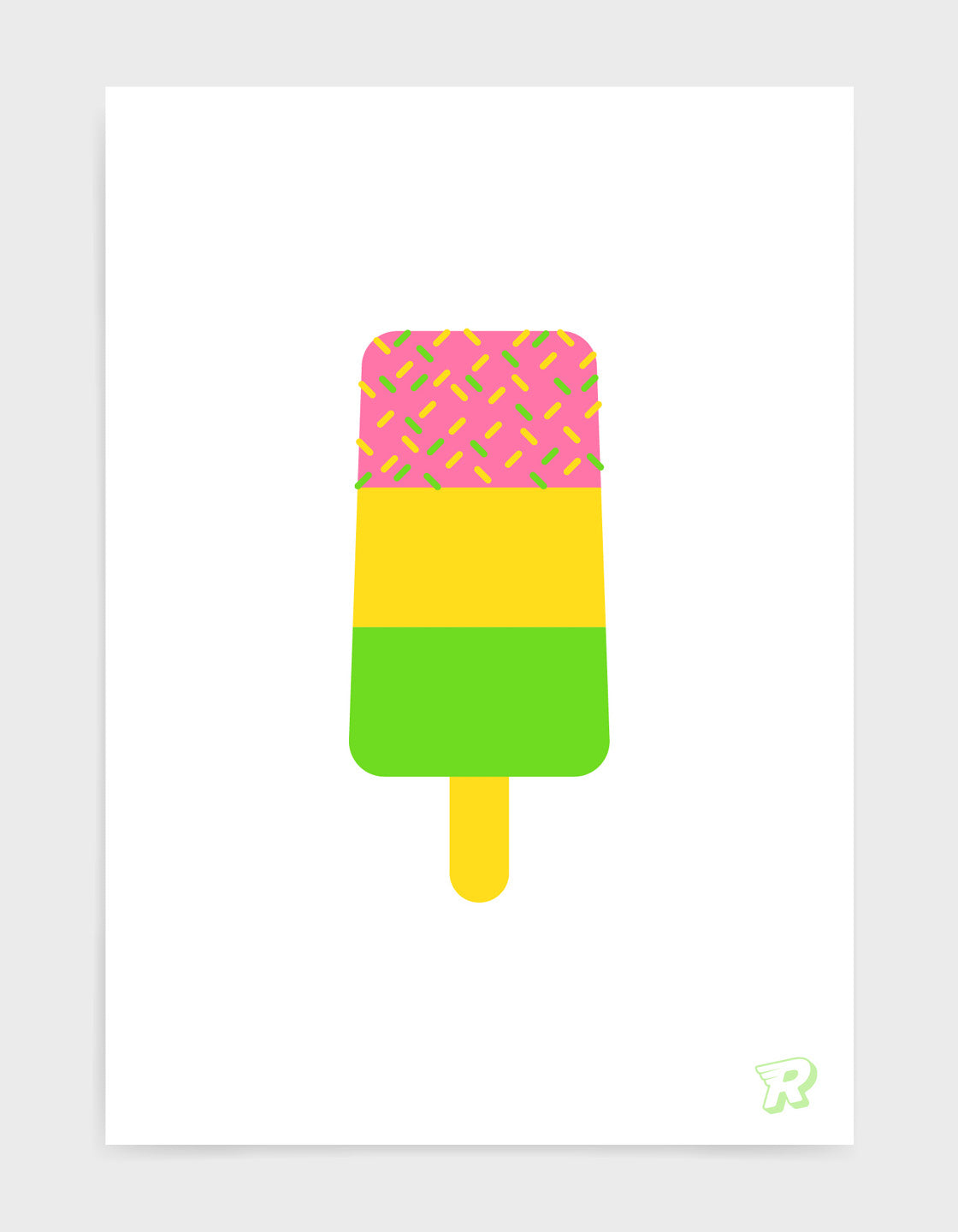 A colorful set of three ice lolly art prints featuring vibrant and pastel designs, perfect for children's gallery walls.