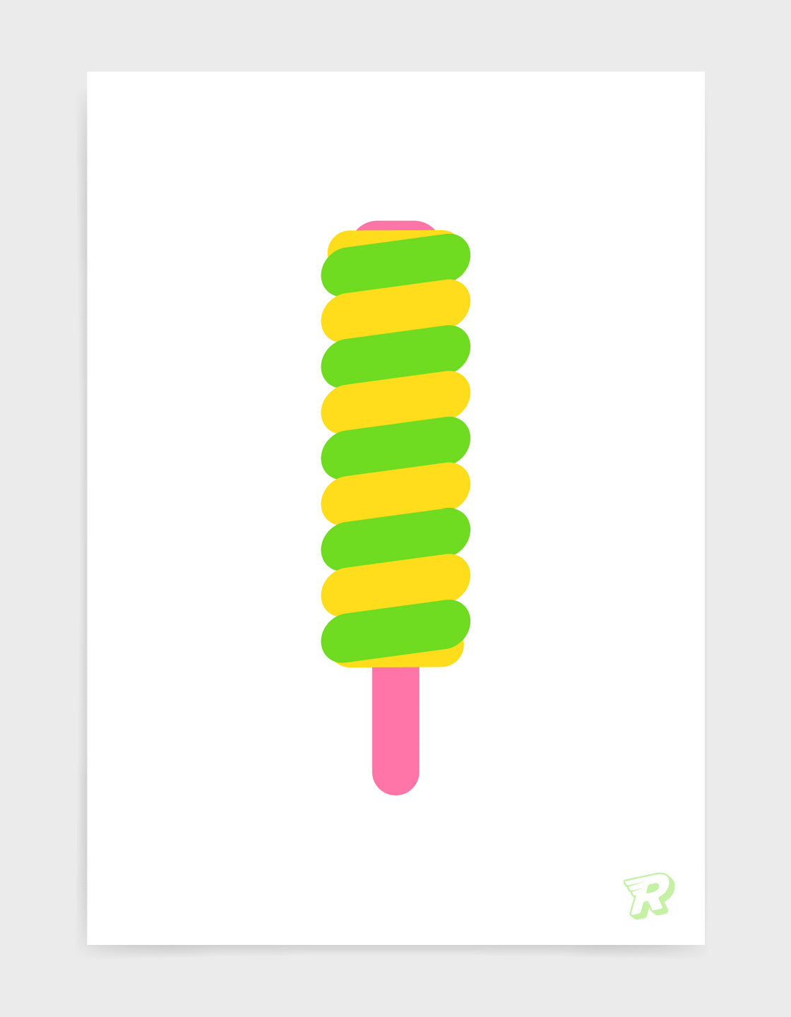 A colorful set of three ice lolly art prints featuring vibrant and pastel designs, perfect for children's gallery walls.