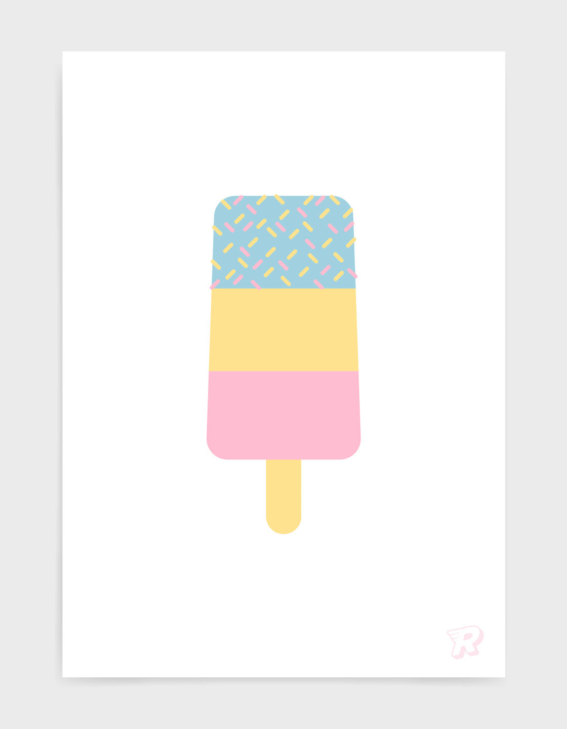 A colorful set of three ice lolly art prints featuring vibrant and pastel designs, perfect for children's gallery walls.