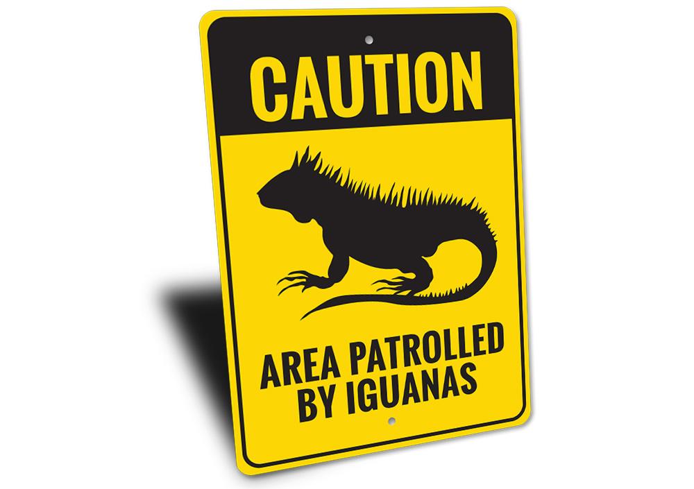 A vibrant Iguana Sign made of aluminum, showcasing a colorful iguana design, perfect for home decor.