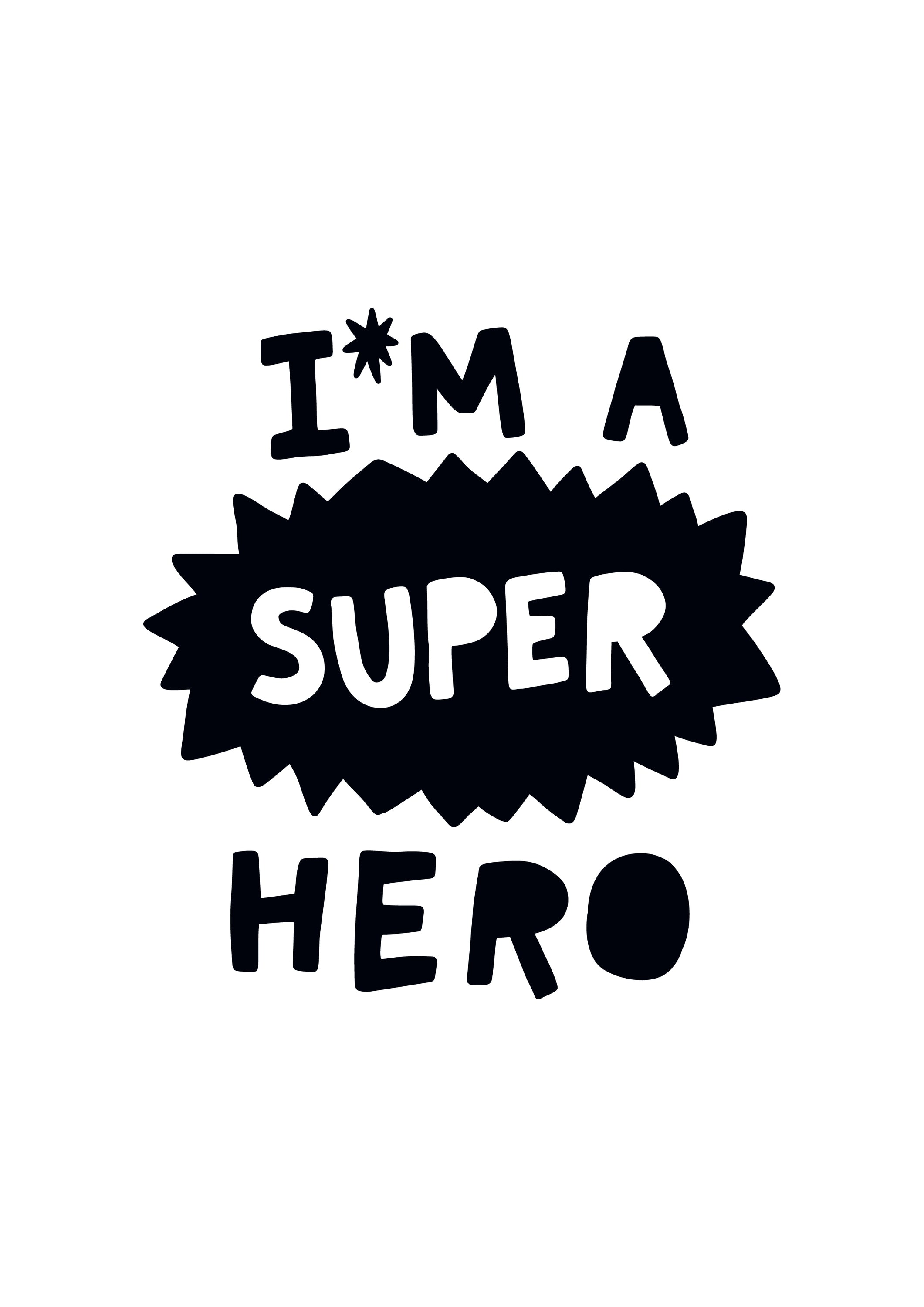 I'm a Super Hero Wall Art featuring vibrant colors and a playful superhero design, perfect for children's rooms.