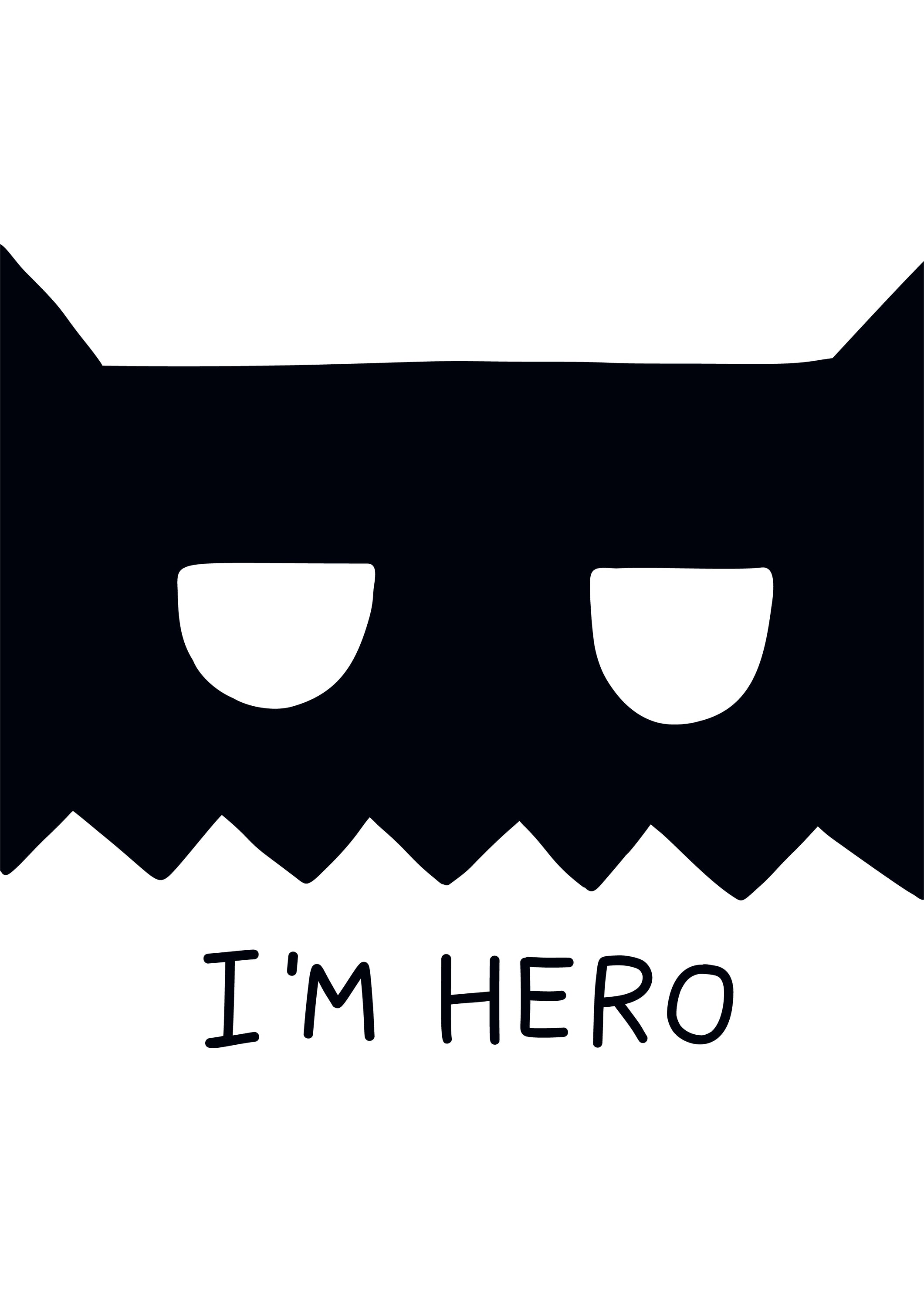 I'm Hero Wall Art featuring modern design for nursery decor, printed on heavyweight high-gloss paper with a white matte.