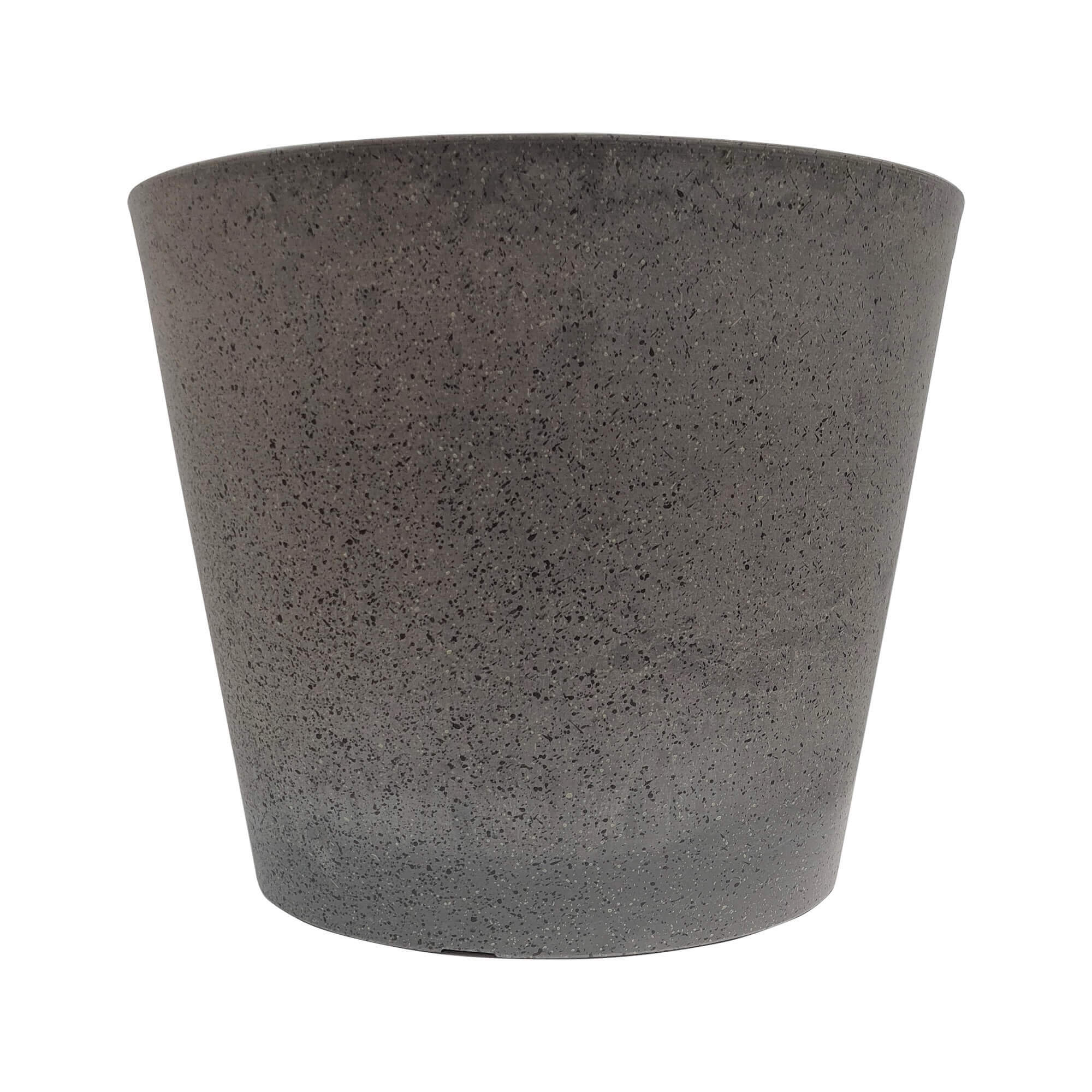 A stylish 40cm imitation stone grey pot made from recycled materials, showcasing a durable and elegant design suitable for indoor and outdoor plants.