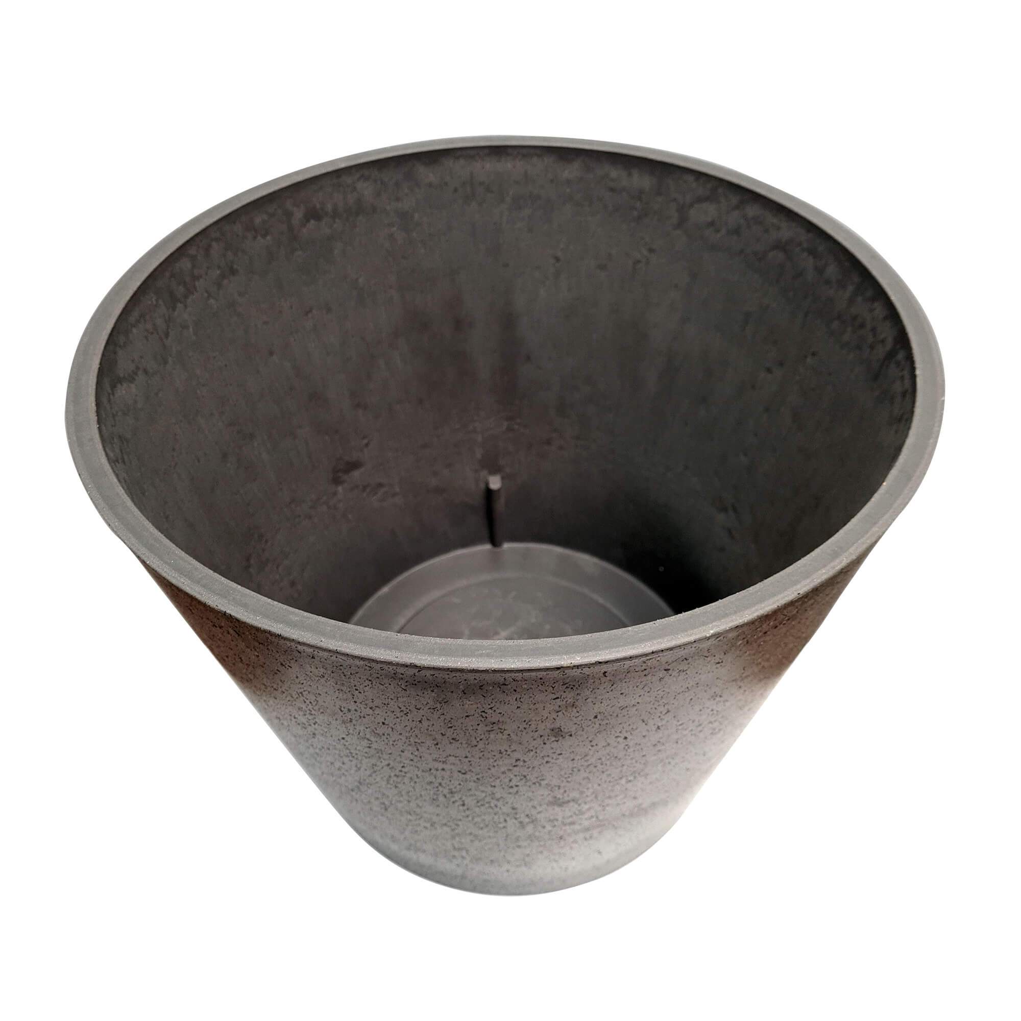 A stylish 40cm imitation stone grey pot made from recycled materials, showcasing a durable and elegant design suitable for indoor and outdoor plants.