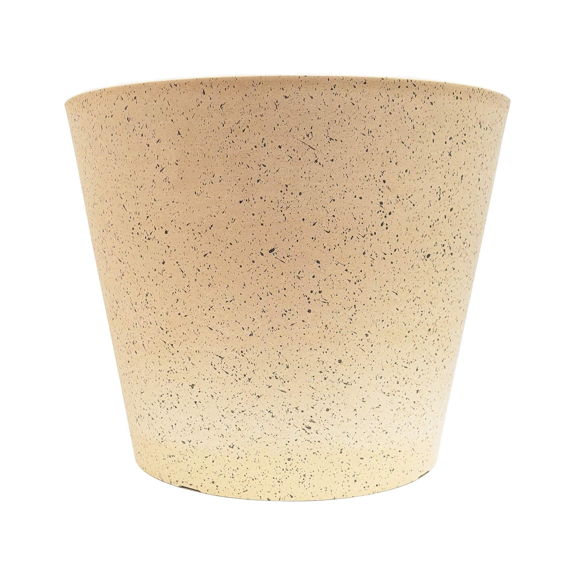 A 40cm white and cream imitation stone garden pot, showcasing a textured surface and designed for indoor or outdoor plant display.