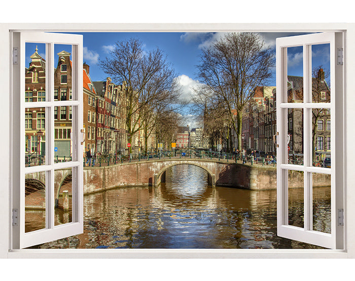 A vibrant 3D window wall decal showcasing a scenic view, perfect for home decor.