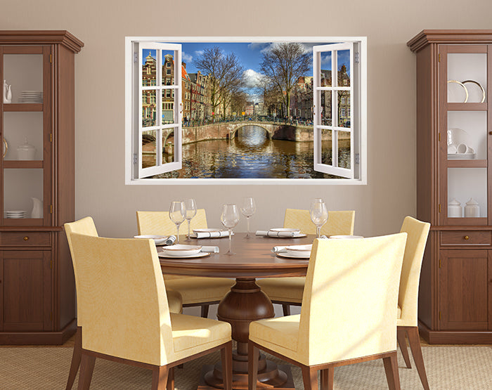 A vibrant 3D window wall decal showcasing a scenic view, perfect for home decor.