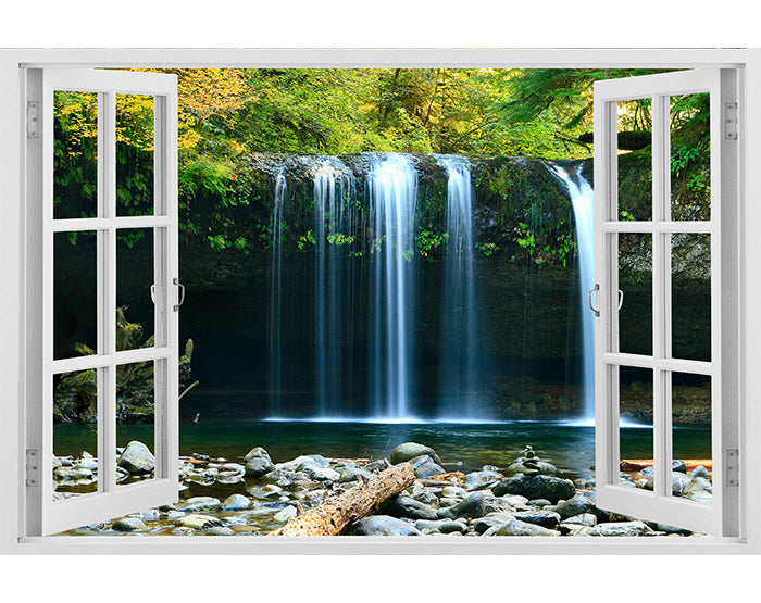 A vibrant 3D window wall decal showcasing a scenic view, perfect for home decor.