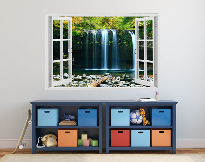 A vibrant 3D window wall decal showcasing a scenic view, perfect for home decor.