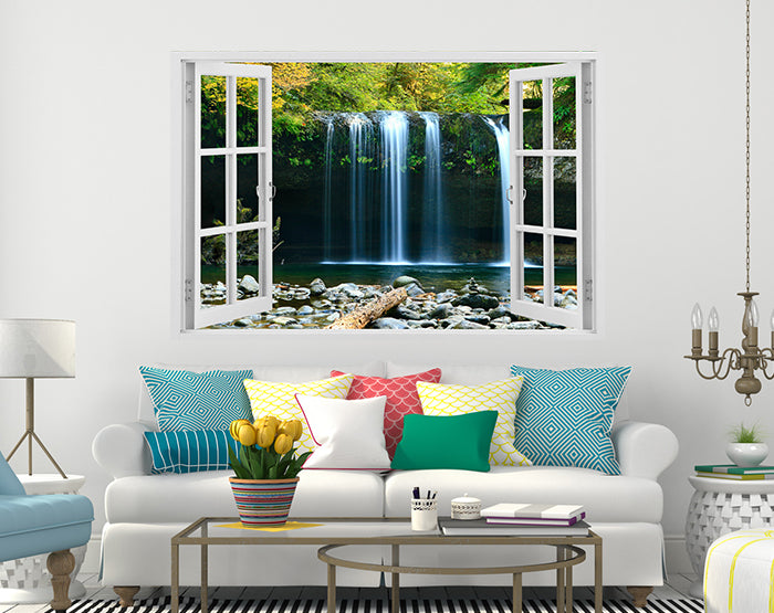 A vibrant 3D window wall decal showcasing a scenic view, perfect for home decor.