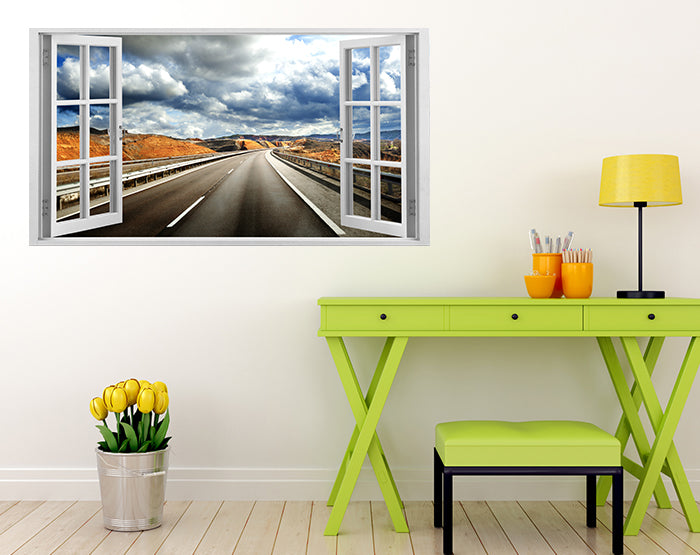 A vibrant 3D window wall decal showcasing a scenic view, perfect for home decor.