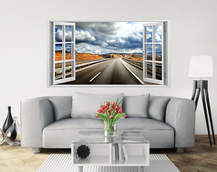 A vibrant 3D window wall decal showcasing a scenic view, perfect for home decor.