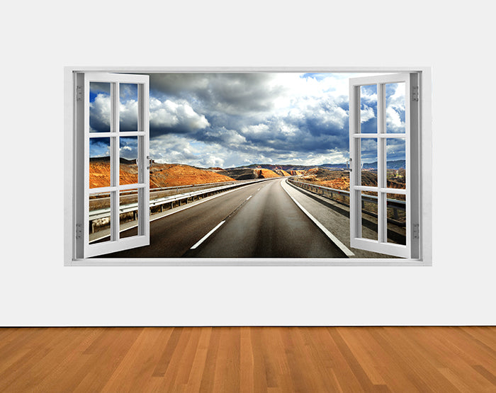 A vibrant 3D window wall decal showcasing a scenic view, perfect for home decor.