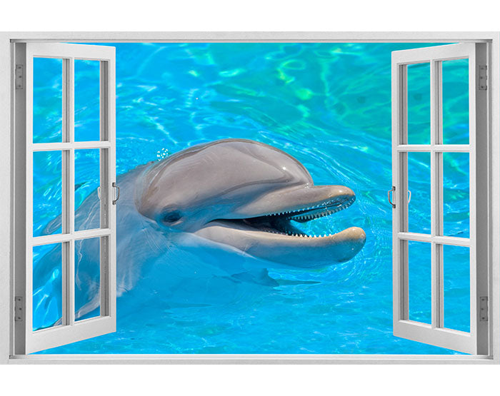 A vibrant 3D window wall decal showcasing a scenic view, designed for easy application and removal on smooth surfaces.