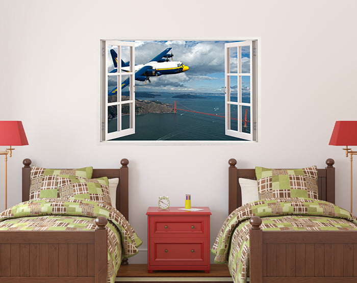 A vibrant 3D window wall decal showcasing a scenic view, perfect for home decor.