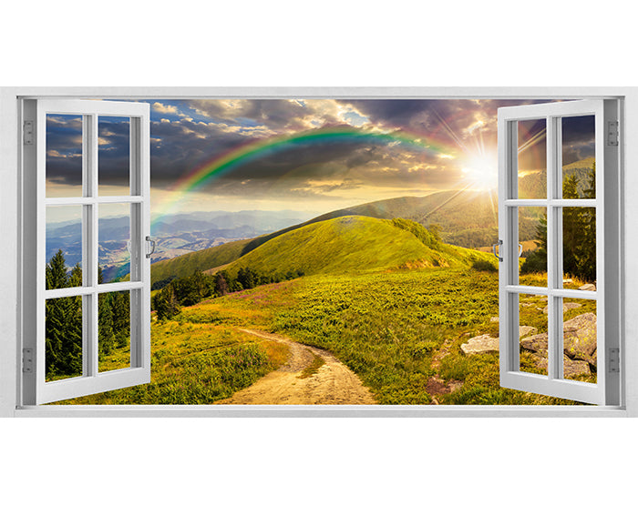 A collection of impressive 3D window wall decals showcasing vibrant designs and colors, perfect for home decor.