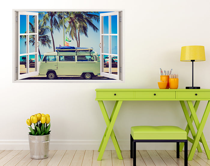 A vibrant and colorful 3D window wall decal showcasing a scenic view, perfect for home decor.