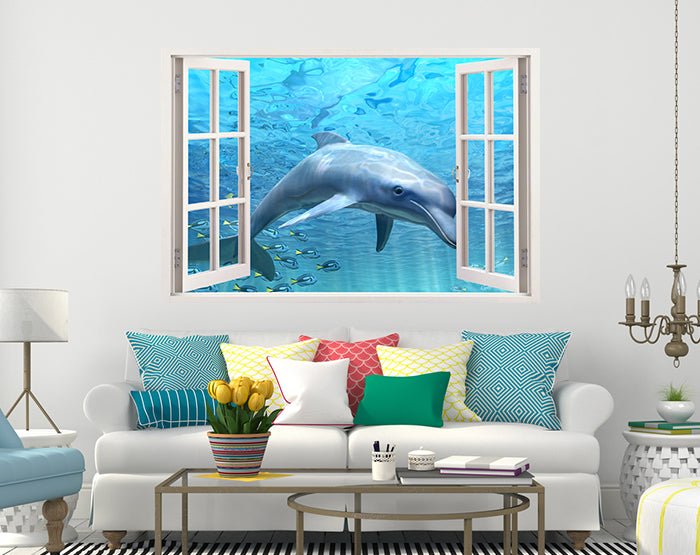 A vibrant 3D window wall decal showcasing a scenic view, designed for easy application and removal, perfect for home decor.