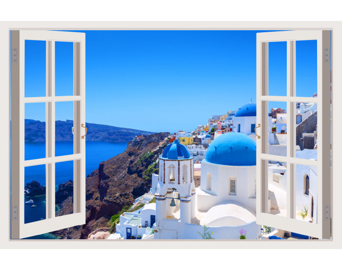 A vibrant 3D window wall decal showcasing a scenic view, perfect for home decor enhancement.