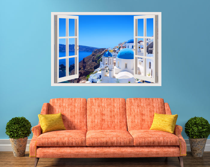 A vibrant 3D window wall decal showcasing a scenic view, perfect for home decor enhancement.