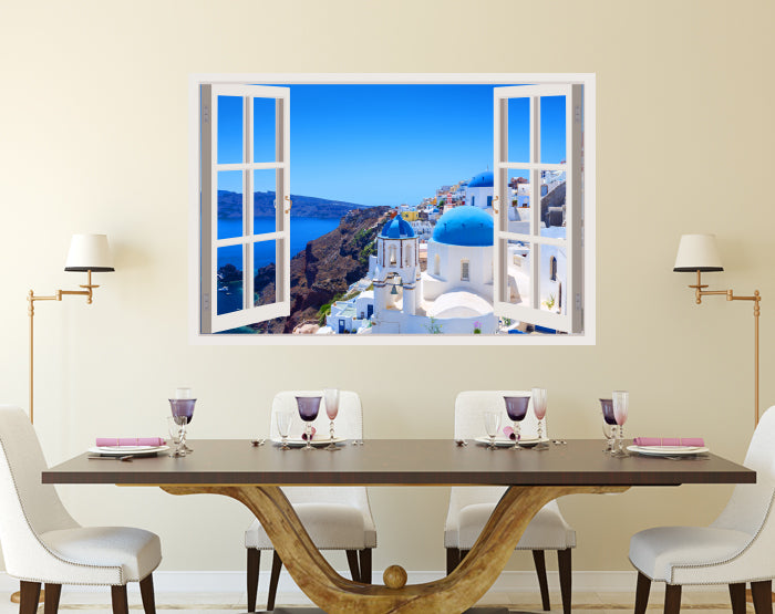 A vibrant 3D window wall decal showcasing a scenic view, perfect for home decor enhancement.