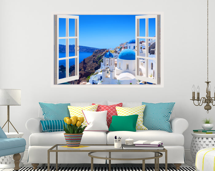 A vibrant 3D window wall decal showcasing a scenic view, perfect for home decor enhancement.