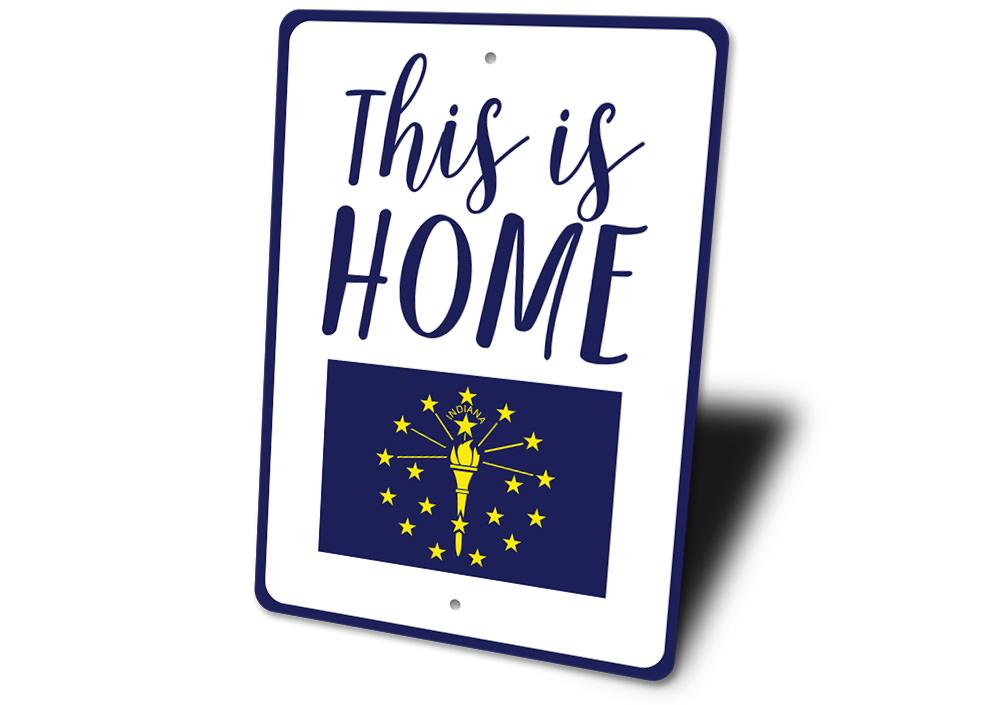 A beautifully crafted Indiana Home Sign made of high-quality aluminum, showcasing a decorative design perfect for home decor.