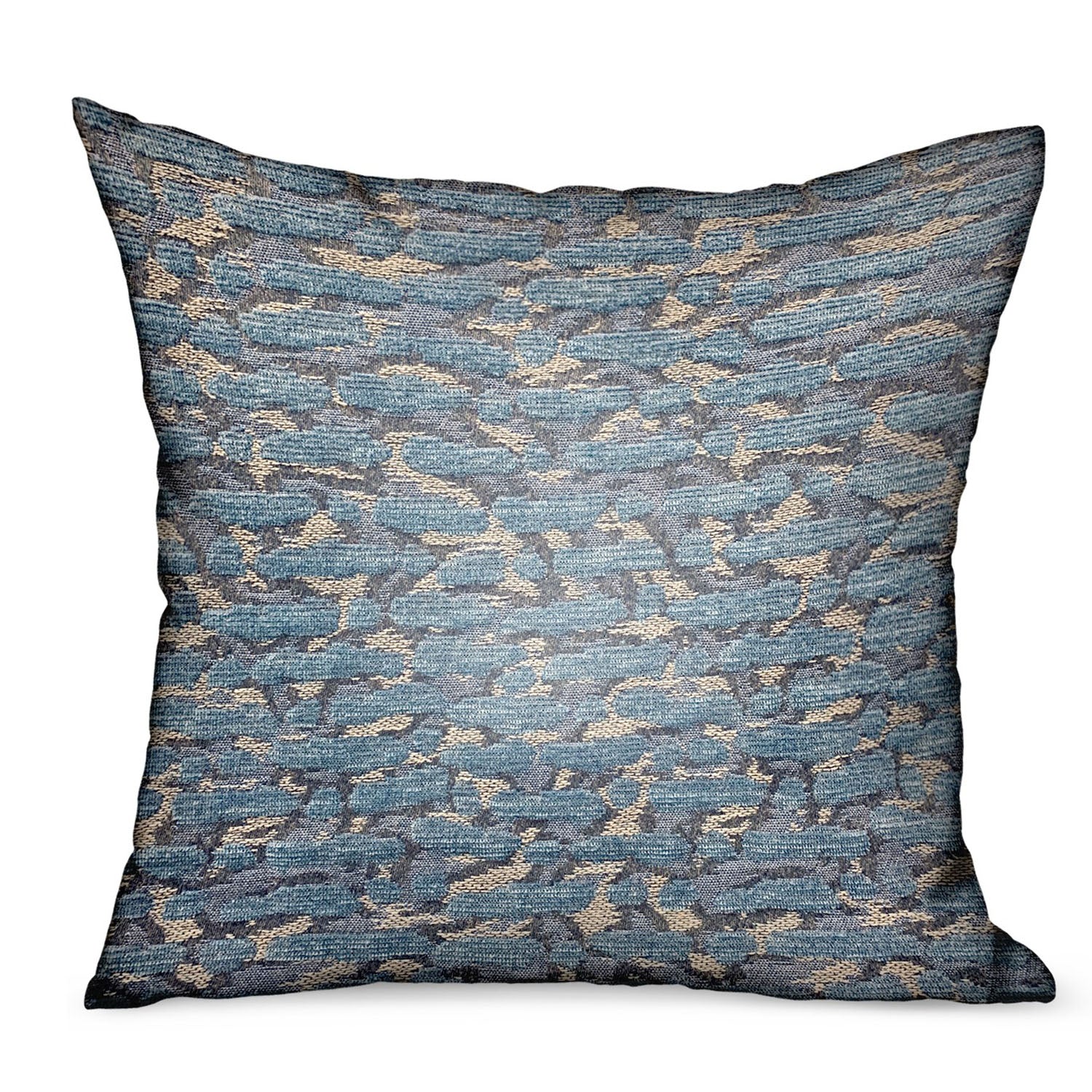 Indigo Rivulet Blue Solid Luxury Throw Pillow showcasing its vibrant blue color and durable Sunbrella fabric, perfect for indoor and outdoor use.