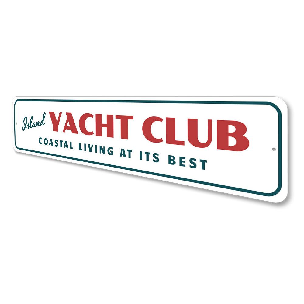 Custom Island Yacht Club Sign made of durable aluminum, featuring a unique design perfect for lakehouse decor.