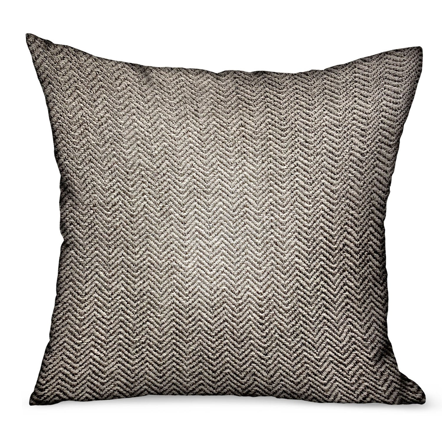 Jagged Ash Gray Chevron Luxury Throw Pillow showcasing a modern chevron pattern in gray, made from durable Sunbrella fabric, perfect for indoor and outdoor use.