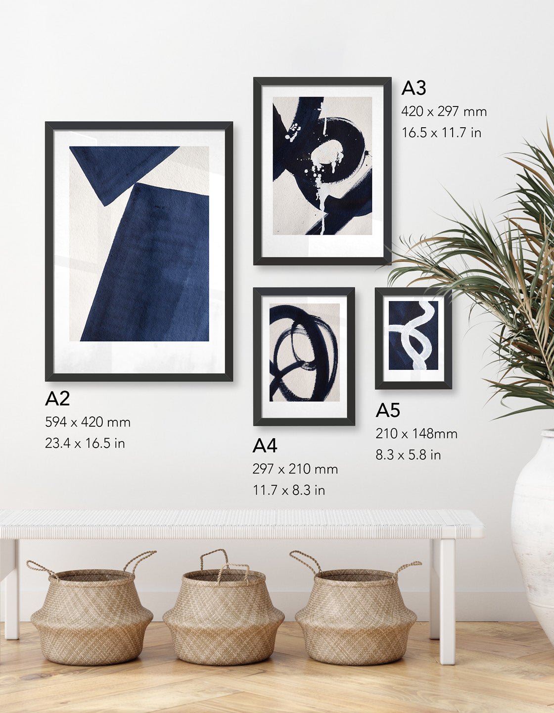 Japandi III giclée print featuring contemporary minimal design with watercolour artwork on premium heavyweight paper.