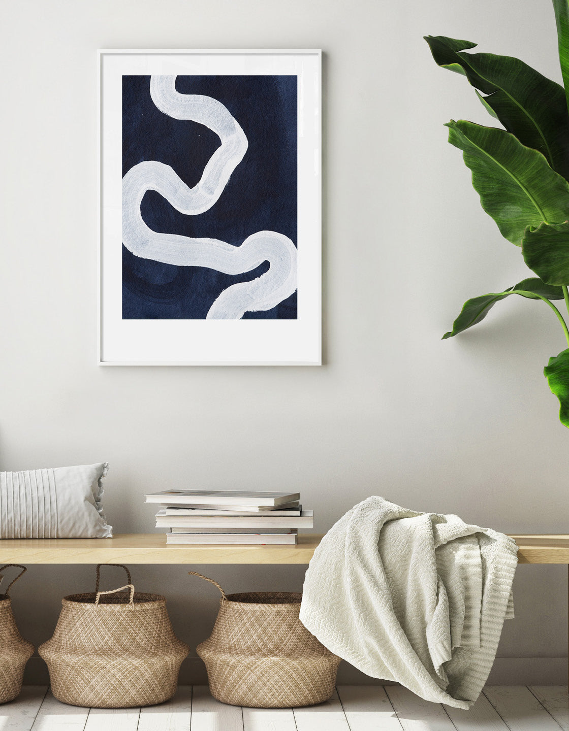 Japandi II giclée art print featuring abstract designs on textured handmade Indian Khadi paper, showcasing natural elegance.