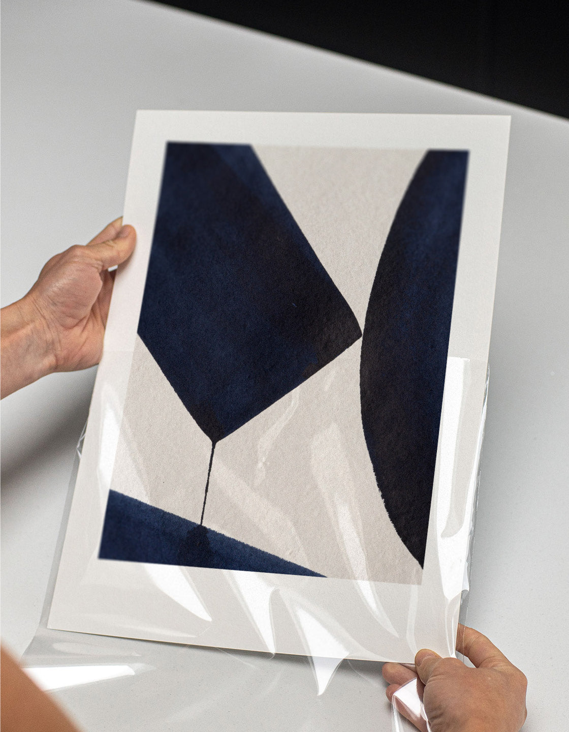 Japandi VIII giclée reproduction art on handmade Indian Khadi paper featuring abstract design and natural texture.