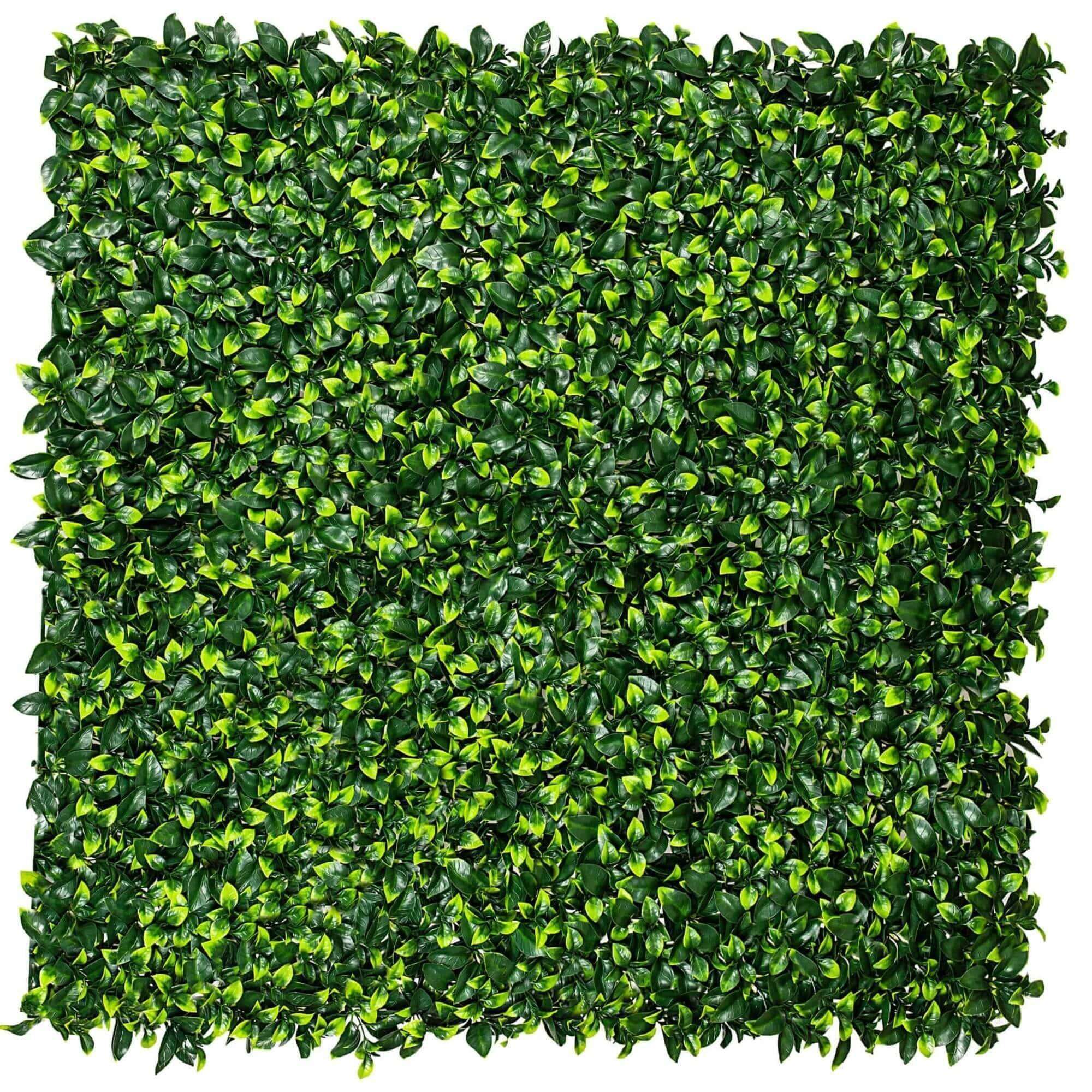 Jasmine Artificial Hedge Screen, a lush green wall panel, showcasing realistic foliage for indoor and outdoor use.