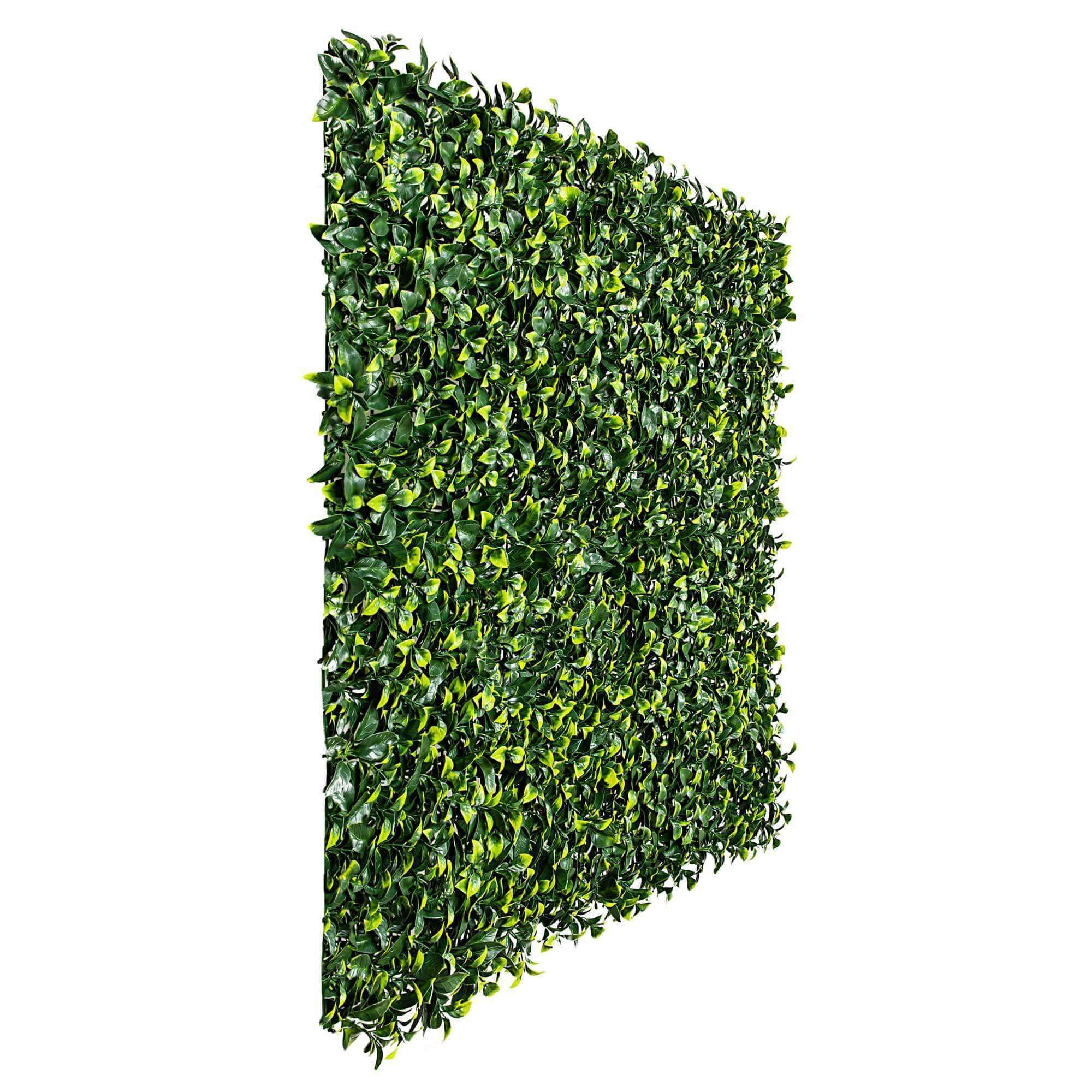 Jasmine Artificial Hedge Screen, a lush green wall panel, showcasing realistic foliage for indoor and outdoor use.