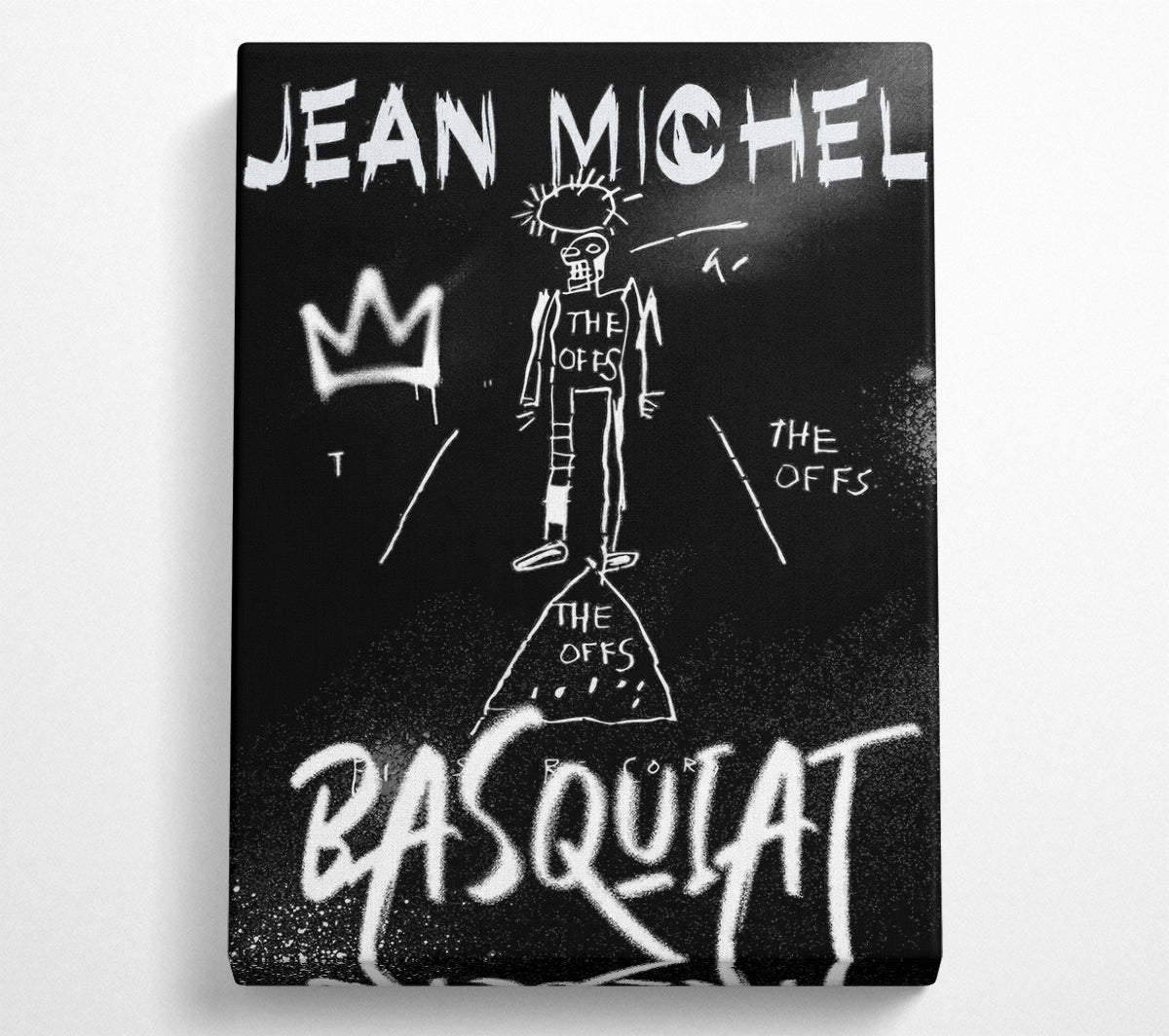 A vibrant Jean Michel Basquiat print on coated polyester canvas, mounted on a 44mm box frame, ready to hang.