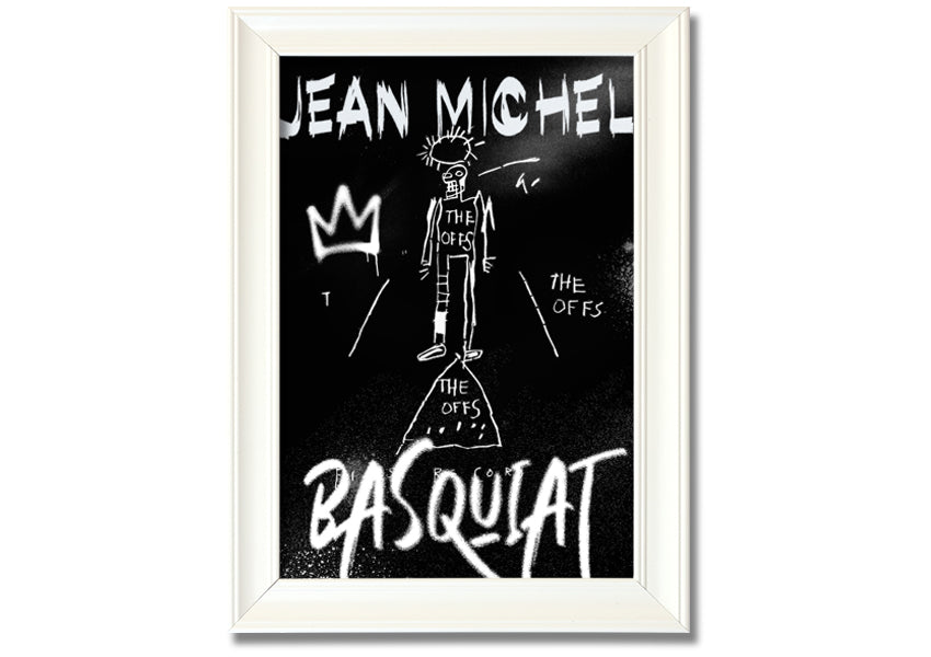 Vibrant Jean Michel Basquiat artwork printed on coated polyester canvas, mounted on a 44mm box frame, ready to hang.