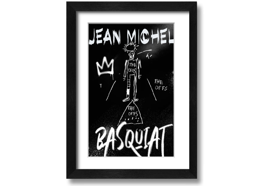 Vibrant Jean Michel Basquiat artwork printed on coated polyester canvas, mounted on a 44mm box frame, ready to hang.